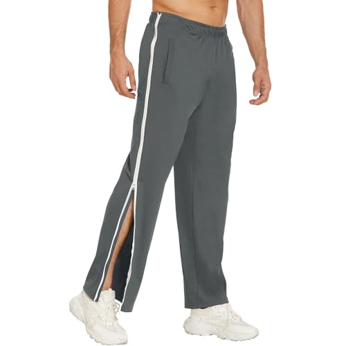 Reha Hose Herren Sporthose Trainingshose Mit Durchgehendem Reissverschluss Atmungsaktiv Sweathose Freizeithose Outdoorhose Jogginghose von Jabidoos