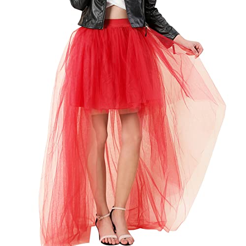 Tüllrock Damen Punk Rockabilly Tüllrock Vintage Vokuhila Punk-Rock Karneval Tutu Retro Fasching Tüllröckchen Schwarz Petticoat Organza Tanzkleid von Jabidoos