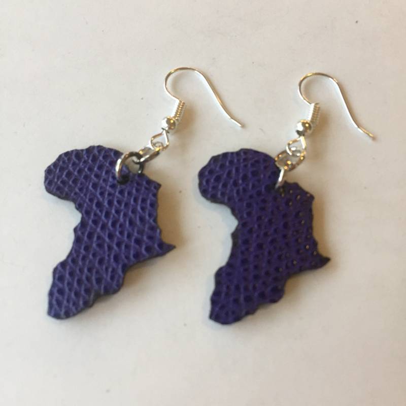 Blaue Afrika Ohrringe, Ohrringe Aus Echtem Leder, Karte Afro Stil, Leicht, Geringe Größe von JacarandaCraft