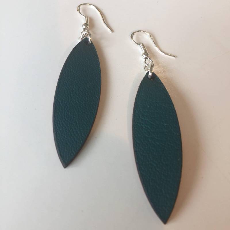 Zwei-Ton Leder, Türkis Und Orange Dünne Blatt Lederohrringe, Muttertag Geschenk-Idee, Perfektes Geschenk Für Sie von JacarandaCraft