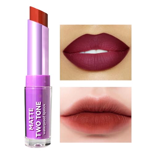 Matter Lippenstift - Nude Matte Lippenstift Langanhaltend wasserfest Zweifarbig | Samtiger, nicht verblassender, hochpigmentierter, antihaftbeschichteter Becher für Mädchen und Frauen als Jacekee von Jacekee