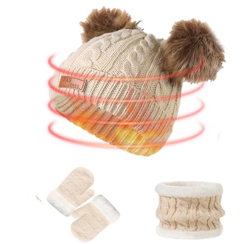 Set aus Mütze, Schal und Handschuhen für Kinder, Mützen und Handschuhe für Kinder,Kalte und winddichte Jungen-Wintermütze | Weiche und atmungsaktive Sets für kaltes Wetter als Geburtstags- und Jacekee von Jacekee