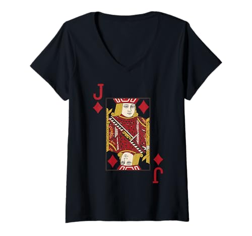 Damen Jack Diamond Card Poker Vegas Kostüm T-Shirt mit V-Ausschnitt Damen Jack Diamond Card Poker Vegas Kostüm T-Shirt mit V-Ausschnitt von Jack Cards Outfit