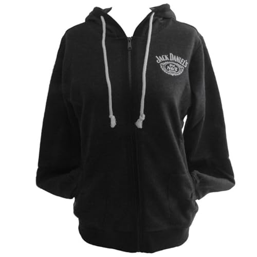 Jack Daniel's Women's Zip Hoodie grau-schwarz - M - offizielles Lizenzprodukt von Jack Daniel's