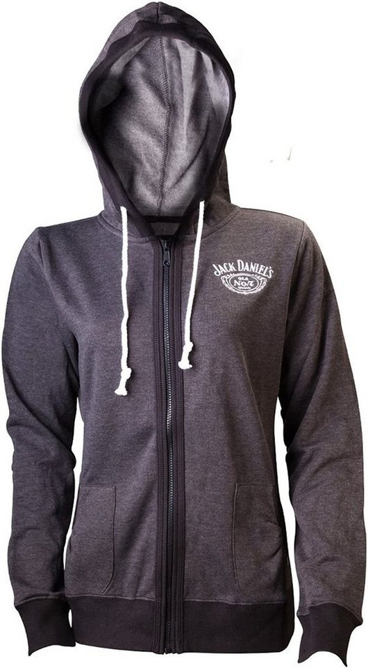 Jack Daniels Sweatshirt Jack Daniels Damen Kapuzenjacke Sweatshirt mit Kapuze Hoodie Grau mit RV von Jack Daniels