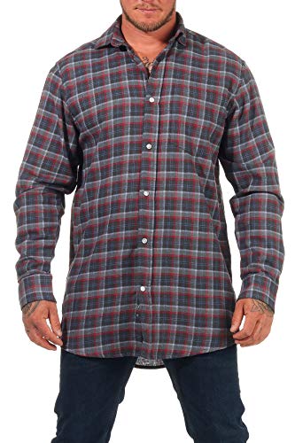 Jack Gordon Herren Arbeitshemd Flanell Hemd Langarm kariert - auch in Übergrössen erhältlich - 8122, Farbe:grau, Größe:51-52 von Jack Gordon