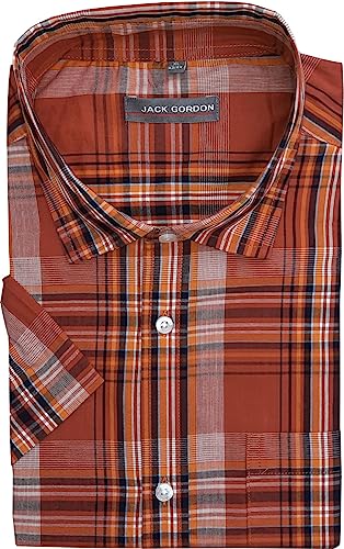 Jack Gordon Herren Freizeithemd mit Kentkragen, Kurzarm, Kariert, Orange, 8171, Gr. 4XL 49/50 von Jack Gordon