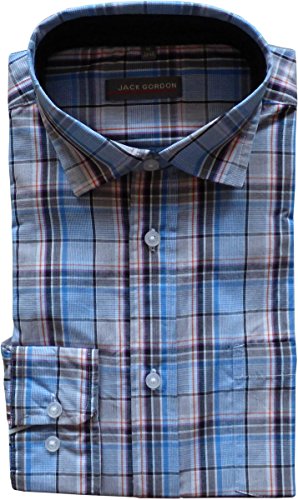 Jack Gordon Herren Hemd, Langaram, Kentkragen, Karo, Blau, 8066, Gr. XXL 45/46 von Jack Gordon