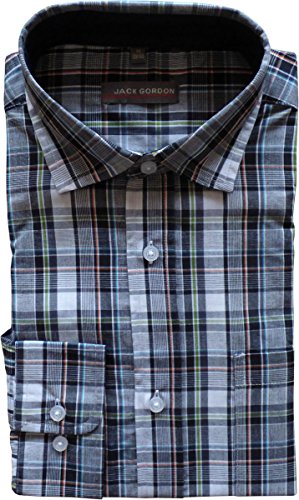 Jack Gordon Herren Hemd, Langaram, Kentkragen, Karo, Schwarz, 8066, Gr. XXL 45/46 von Jack Gordon