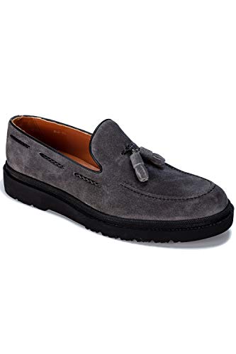 Jack Martin – Handgefertigte – graue Loafer mit Quasten aus Wildleder mit dicker Sohle, Grau - grau - Größe: 40 2/3 EU von Jack Martin London