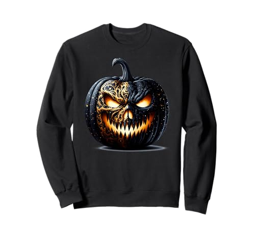Creepy Halloween Graphic for Women Men Black Pumpkin Face Sweatshirt von Jack O Lantern Halloween Black Pumpkin Gifts