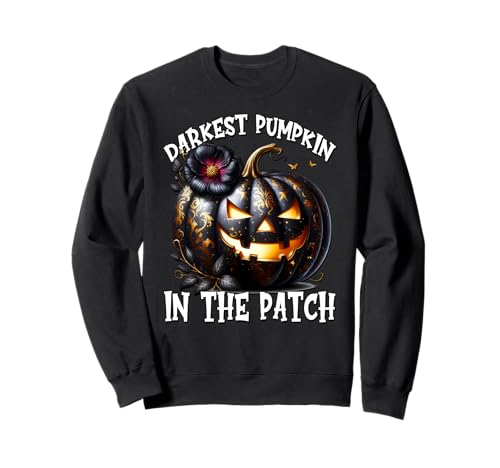 Darkest Pumpkin In The Patch for Goth Mom Floral Halloween Sweatshirt von Jack O Lantern Halloween Black Pumpkin Gifts