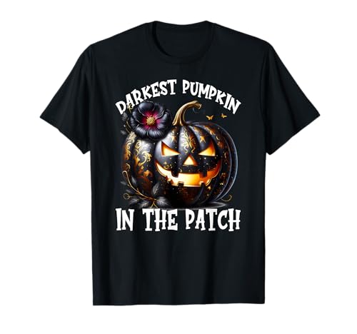 Darkest Pumpkin In The Patch for Goth Mom Floral Halloween T-Shirt von Jack O Lantern Halloween Black Pumpkin Gifts