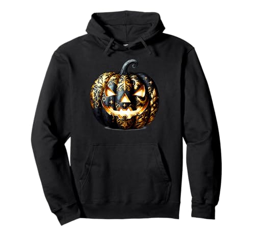Floral Pumpkin Face Graphic for Women Halloween Gothic Pullover Hoodie von Jack O Lantern Halloween Black Pumpkin Gifts