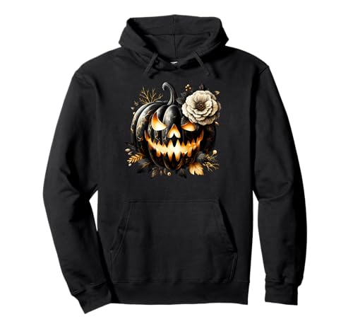 Floral Pumpkin Graphic for Women and Girls Halloween Lover Pullover Hoodie von Jack O Lantern Halloween Black Pumpkin Gifts