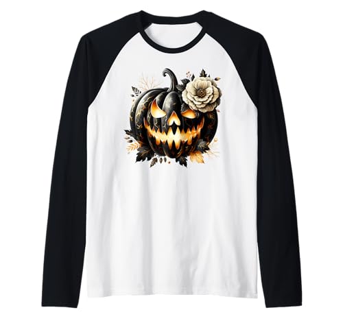 Floral Pumpkin Graphic for Women and Girls Halloween Lover Raglan von Jack O Lantern Halloween Black Pumpkin Gifts