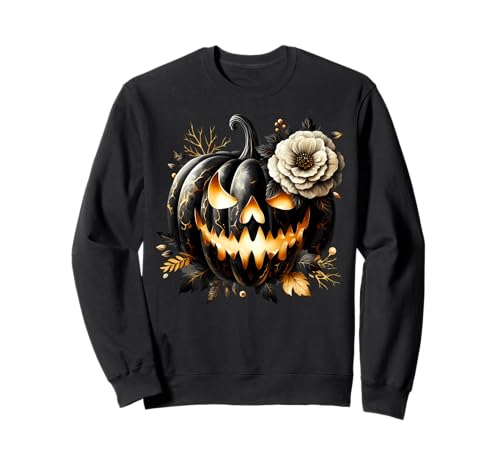 Floral Pumpkin Graphic for Women and Girls Halloween Lover Sweatshirt von Jack O Lantern Halloween Black Pumpkin Gifts