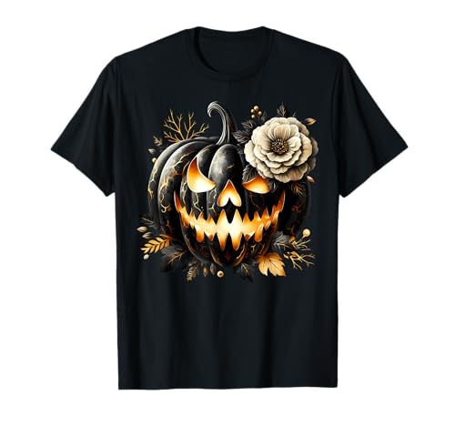 Floral Pumpkin Graphic for Women and Girls Halloween Lover T-Shirt von Jack O Lantern Halloween Black Pumpkin Gifts