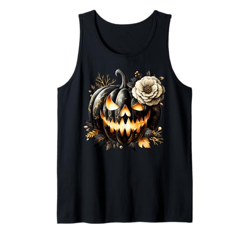 Floral Pumpkin Graphic for Women and Girls Halloween Lover Tank Top von Jack O Lantern Halloween Black Pumpkin Gifts