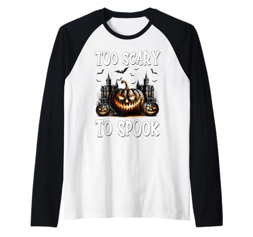 Gothic Halloween Graphic for Men Women Too Scary to Spook Raglan von Jack O Lantern Halloween Black Pumpkin Gifts