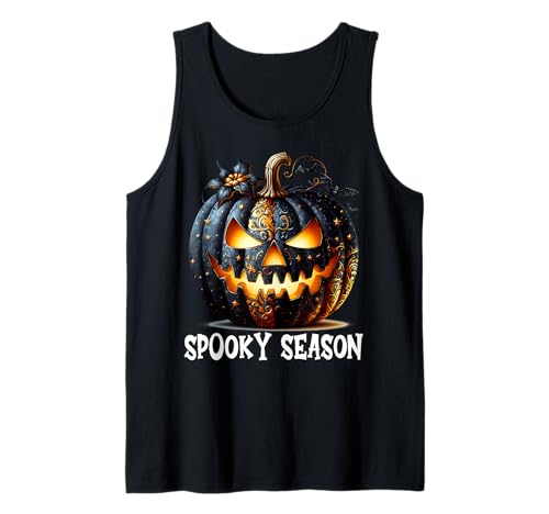 Spooky Season Pumpkin Graphic for Women and Girls Halloween Tank Top von Jack O Lantern Halloween Black Pumpkin Gifts