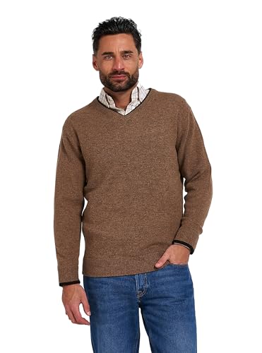 JACK PYKE Ashcombe - Pullover mit V-Ausschnitt - 100% Lammwolle - Beigebraun - XL von JACK PYKE