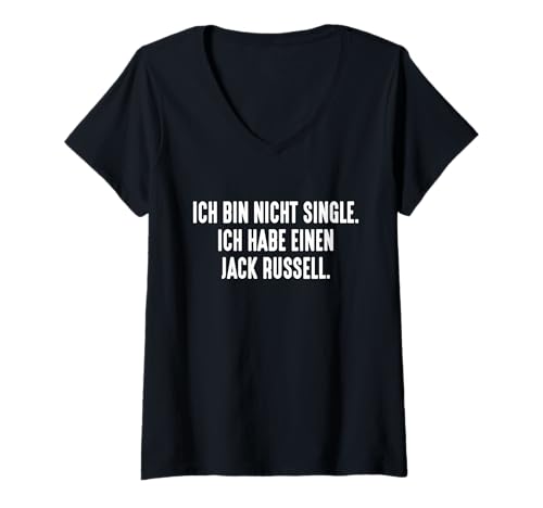 Damen Witziges Jack Russel T-Shirt mit V-Ausschnitt von Jack Russel Outfit
