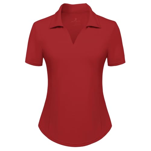 Jack Smith Damen Kontrast Stoff Sport Shirt Kurzarm Reverskragen V-Ausschnitt Tops Rot S Jack Smith Damen Kontrast Stoff Sport Shirt Kurzarm Reverskragen V-Ausschnitt Tops Rot S von Jack Smith