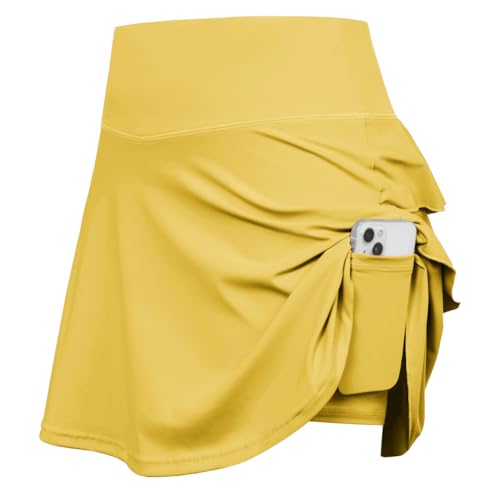 Jack Smith Frauen 3-Lagen-Rücken Sportrock mit beigefügten Slips Mid-Thigh Länge Rock Gelb XXL von Jack Smith