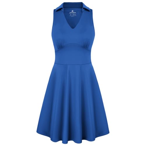 Jack Smith Frauen Plus Größe Sportkleid mit Taschen A-Linie Reverskragen Kleid für Ausgehende Blau XXL von Jack Smith