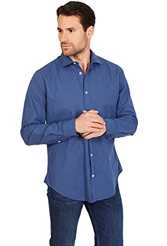 Jack Stuart - Casual Hemd Herren Langarm Aus Leinen und Baumwolle, Marineblau, M von Jack Stuart