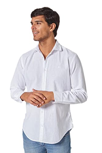 Jack Stuart - Casual Hemd Herren Langarm Aus Leinen und Baumwolle, Weiß, L von Jack Stuart