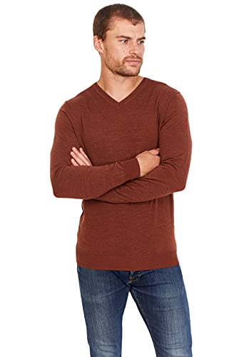 Jack Stuart - Herren V-Ausschnitt Pullover, 100% Merinowolle Extra Fine (Braun, S) von Jack Stuart