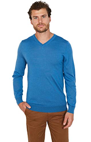 Jack Stuart - Herren V-Ausschnitt Pullover, 100% Merinowolle Extra Fine (Elektrisch Blau, S) von Jack Stuart