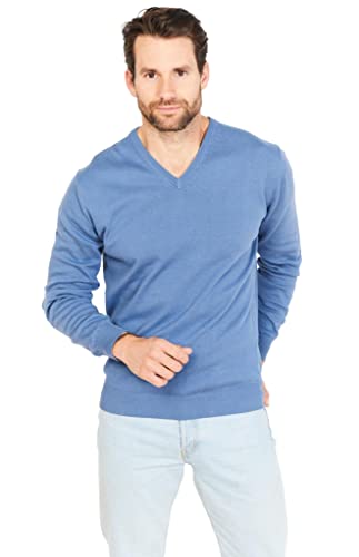 Jack Stuart - Herrenpullover aus Baumwolle mit V-Ausschnitt, Jeansblau, Large von Jack Stuart