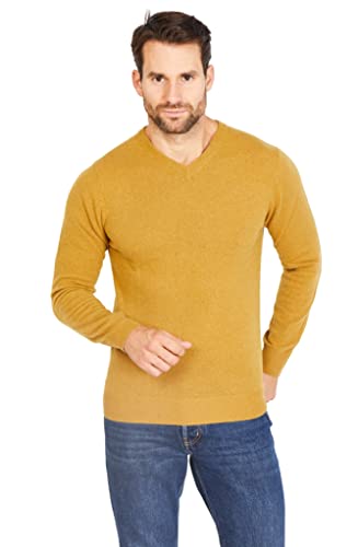 Jack Stuart - Lambswool Pullover mit V-Ausschnitt für Herren, Senf, Large von Jack Stuart