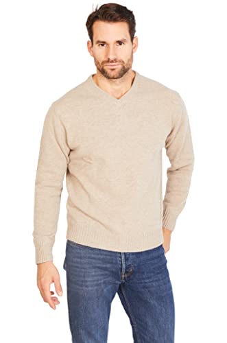 Jack Stuart - Lammwolle V-Ausschnitt Pullover für Herren (Hell Beige, S) von Jack Stuart