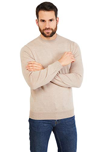 Jack Stuart - Pullover Herren Rundhalsausschnitt Aus 100% Merinowolle (Beige, S) von Jack Stuart