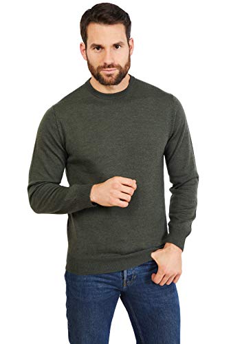 Jack Stuart - Pullover Herren Rundhalsausschnitt Aus 100% Merinowolle (Grün, M) von Jack Stuart