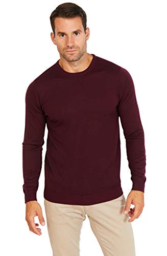 Jack Stuart - Pullover Herren Rundhalsausschnitt Aus 100% Merinowolle Extra Fine (Bordeaux, S) von Jack Stuart