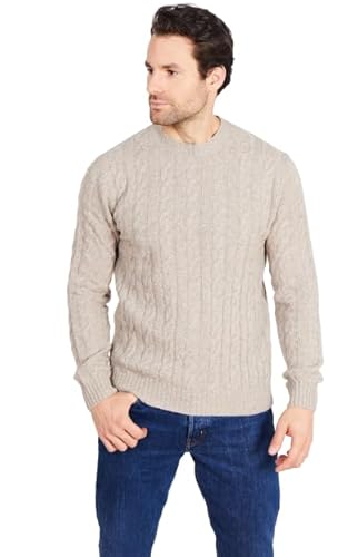 Jack Stuart Pullover für Herren Acht Wolle Rundhals, beige, Medium von Jack Stuart