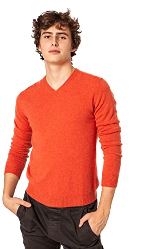 Jack Stuart - Pullover mit V-Ausschnitt für Herren, 100% Kaschmir, orange, Medium von Jack Stuart