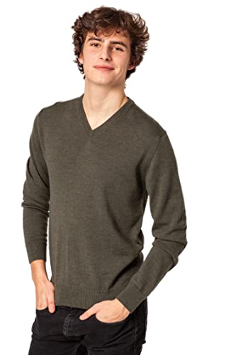 Jack Stuart - Herren Pullover mit V-Ausschnitt, 100% Merinowolle, Verde Oscuro, Large von Jack Stuart