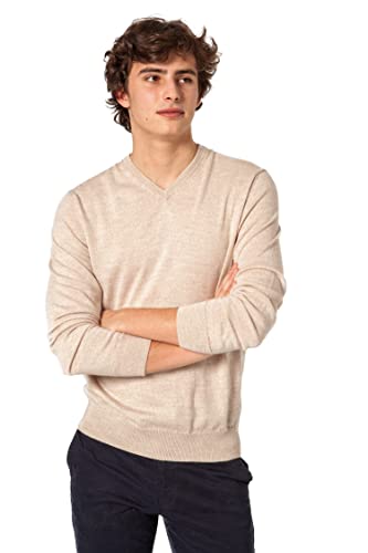 Jack Stuart - Pullover mit V-Ausschnitt für Herren, 100% Merinowolle, Hellbeige, X-Large von Jack Stuart