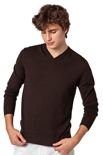 Jack Stuart - Pullover mit V-Ausschnitt für Herren, 100% Merinowolle, braun, Large von Jack Stuart