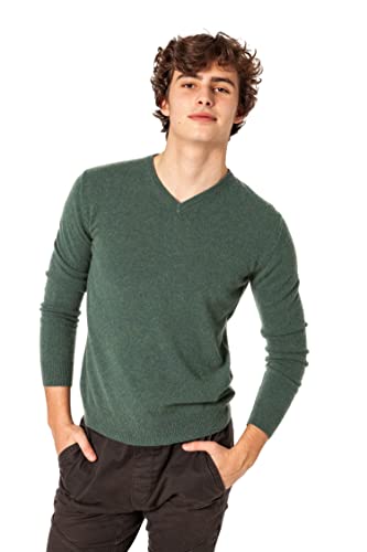 Jack Stuart - Herren V-Ausschnitt Pullover, 100% Kaschmir, Verde Bosque, Medium von Jack Stuart