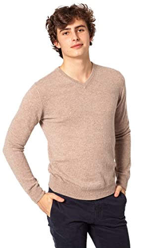 Jack Stuart - Herren V-Ausschnitt-Pullover, 100 % Kaschmir, beige, X-Large von Jack Stuart