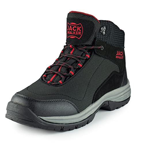 Jack Walker Wanderschuhe Herren Wasserdichte Stiefel Extra Grip Leicht Atmungsaktiv Camping Wandern Trekking Schuhe JW2255 Schwarz (42 EU) von Jack Walker