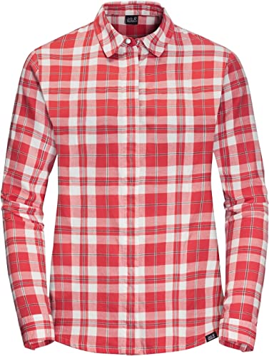 Jack Wolfskin Damen Carson Hemd, Coral Red Checks, XL von Jack Wolfskin