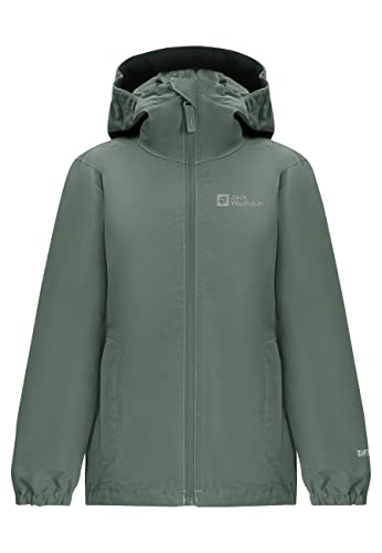 Jack Wolfskin Unisex Kinder Flaze Regenjacke, Hedge Green, 140 von Jack Wolfskin
